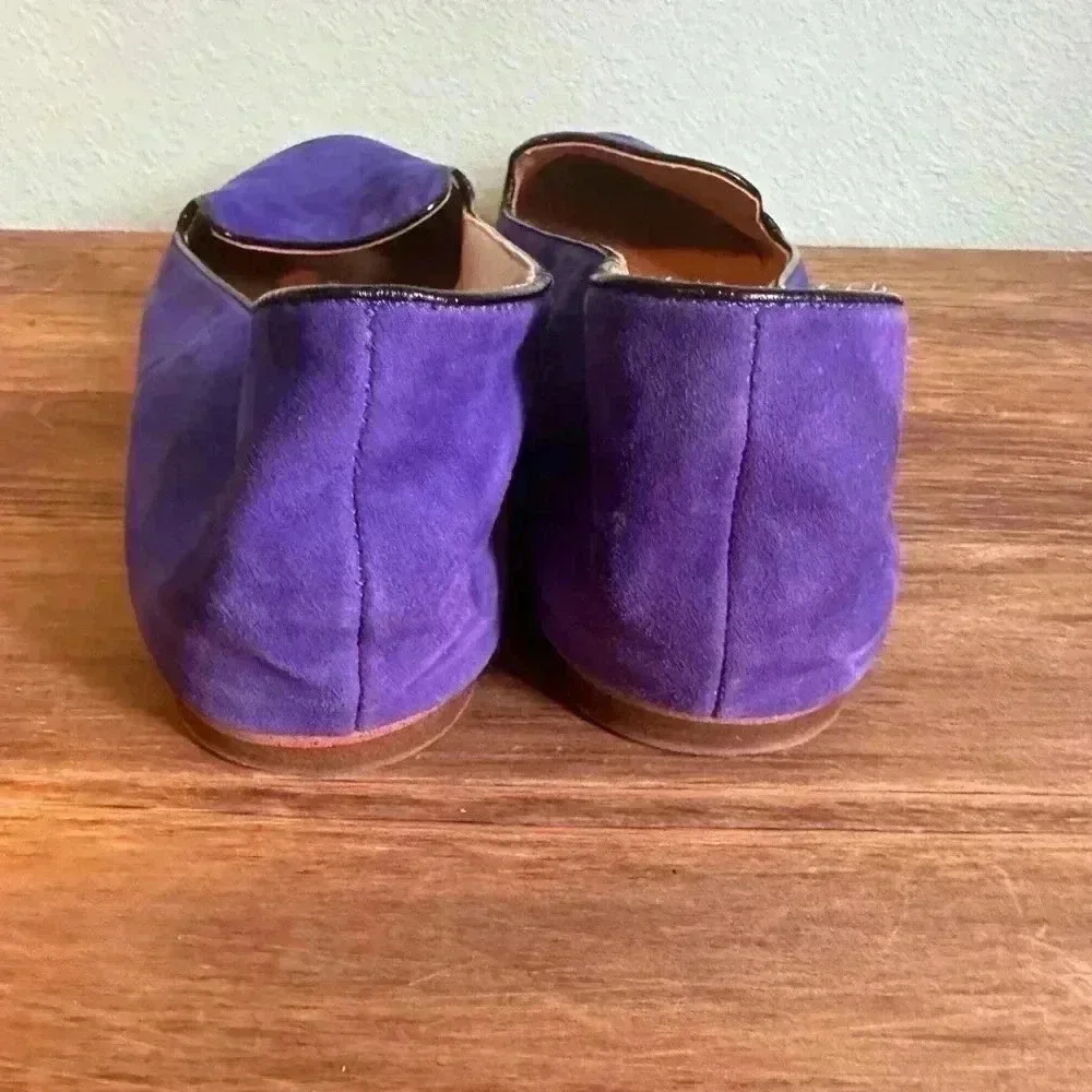 J Crew 10 Cora Purple Suede w/ Black Patent Trim Loafers Women’s Flats Shoes